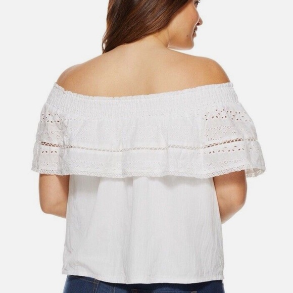 Women’s Sofia‎ Vergara Cha Cha Top Off-the-Shoulder Eyelet Ruffle size medium - Picture 13 of 16